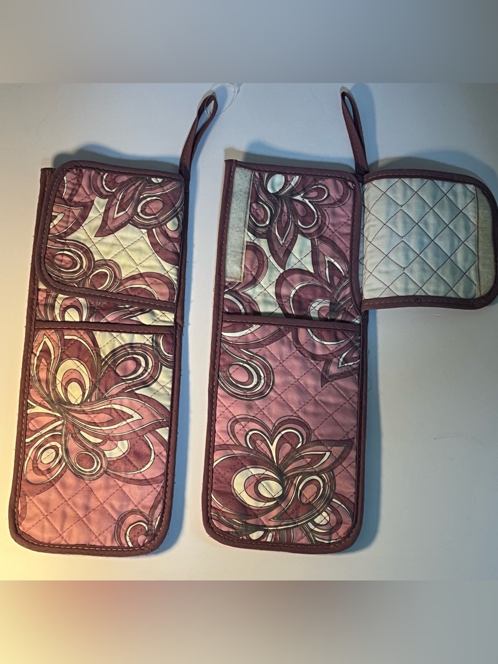 Set of 2 Quilted Hot Tool Storage Wraps Flat Iron Curling Iron Travel Cases
